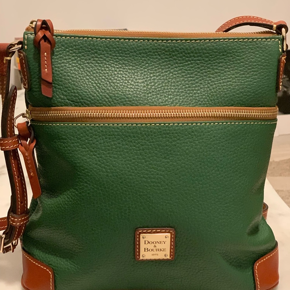 Dooney & Bourke Green and Brown Crossbody Bag with Adjustable Strap